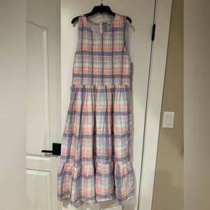 J. Crew Women's Pastel Plaid Sleeveless Dress in Pink, Purple & Mint